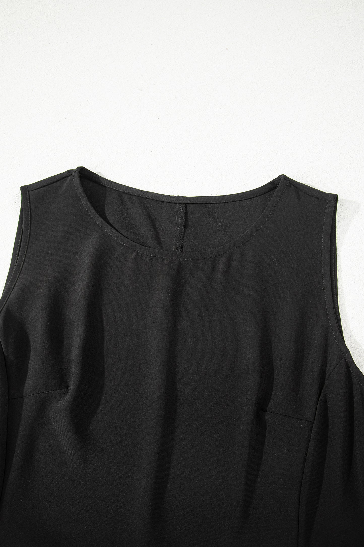 Black Solid Color Sleeveless Sheer Floral Lace Patchwork Long Dress