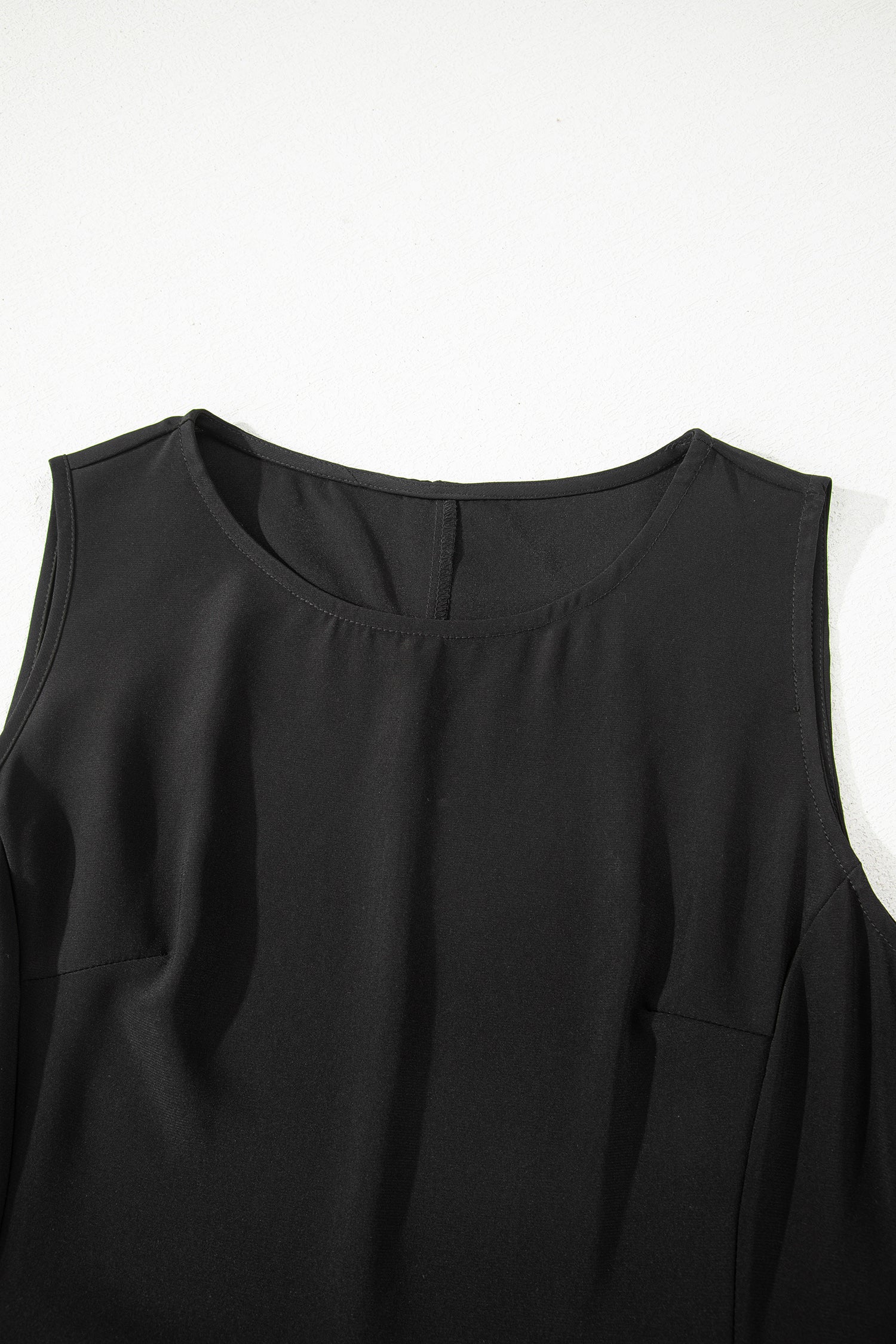 Black Solid Color Sleeveless Sheer Floral Lace Patchwork Long Dress