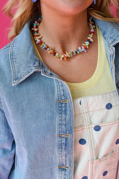 Beau Blue Draw-cord Hem Light Wash Denim Jacket