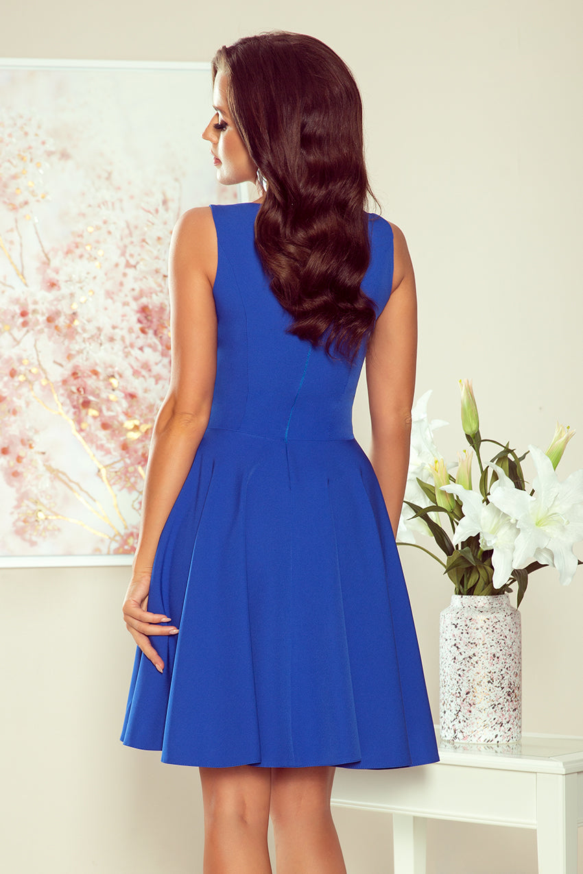 114-12 Flared dress - heart-shaped neckline - Royal blue