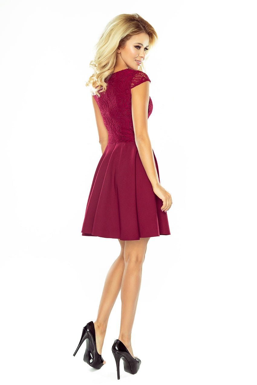 157-3 Dress MARTA with lace - Burgundy color