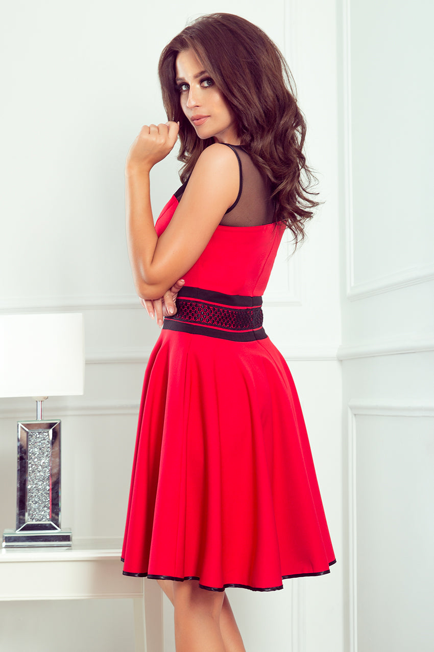 261-1 RICA Dress with tulle inserts - red